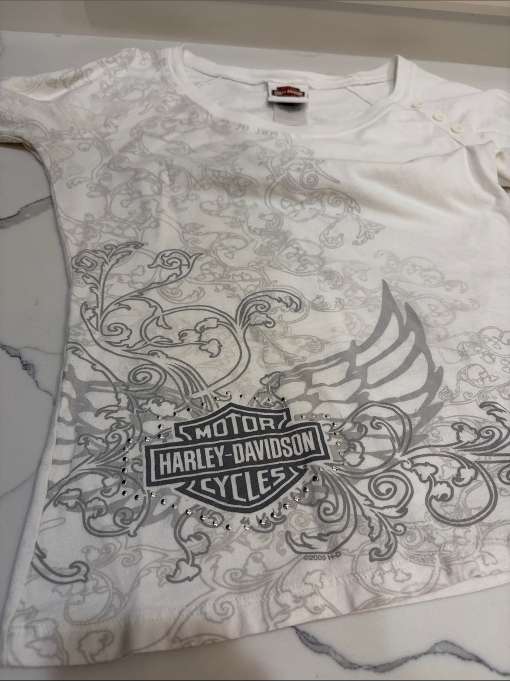 Harley Davidson white long sleeve shirt